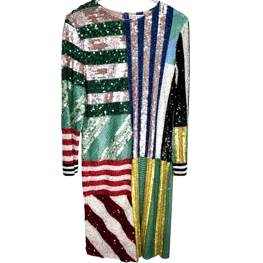 Alice + Olivia Delora Sequin Mini Dress 12 NYE Statement Holiday Party‎ Mod NWT - Picture 2 of 13